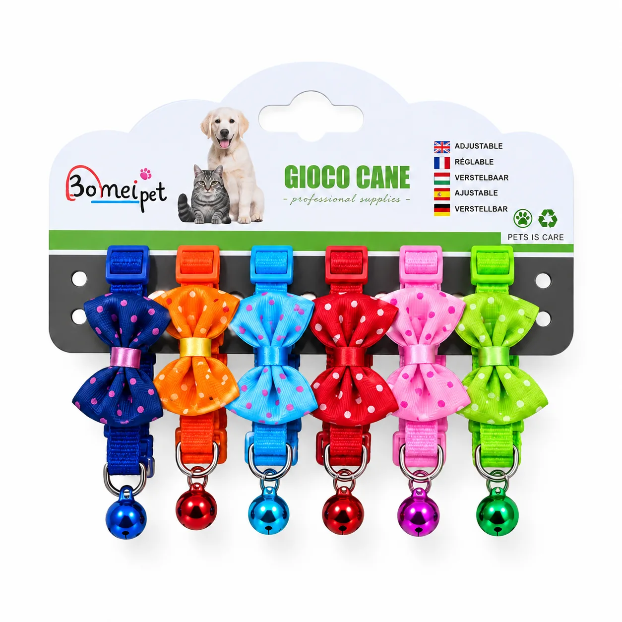 Cat Bow Collars with Bell Adjustable For Cats each
